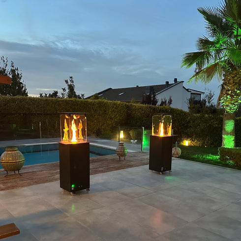 Premium Outdoor Pellet Stove – Glass Panoramic View & Adjustable Flame Control | Eco Garden Heater