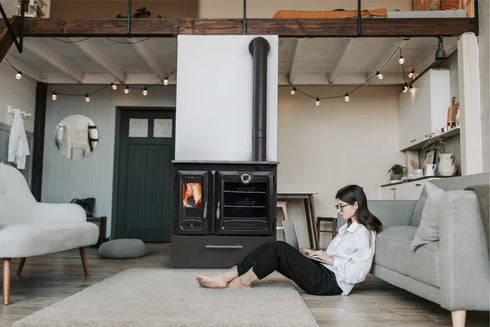 Northshire 216-3D Box Wood Burning Cook Stove with Oven + FREE Premium Outdoor Pellet Stove