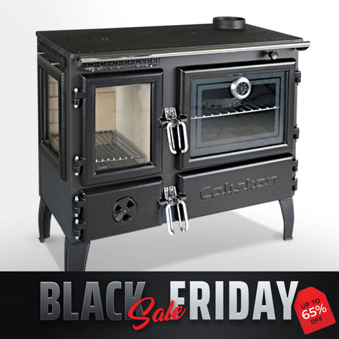 Stove 214-3D, Multifunctional Wood Burning Stove for Cooking Baking Oven Winter Heating Fire Pit High Efficiency Large Iron Stove Rustic Retro