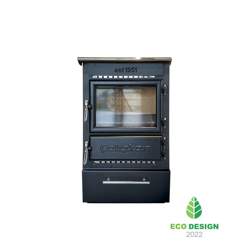 Eco Friendly Wood Burning Stove with Firebox Clear Window Fireplace Heavy Winter Heater with Stovetop Cooker Cottage Style Shango 305 Box