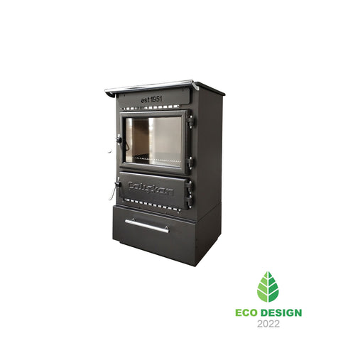 Eco Friendly Wood Burning Stove with Firebox Clear Window Fireplace Heavy Winter Heater with Stovetop Cooker Cottage Style Shango 305 Box