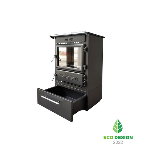 Eco Friendly Wood Burning Stove with Firebox Clear Window Fireplace Heavy Winter Heater with Stovetop Cooker Cottage Style Shango 305 Box