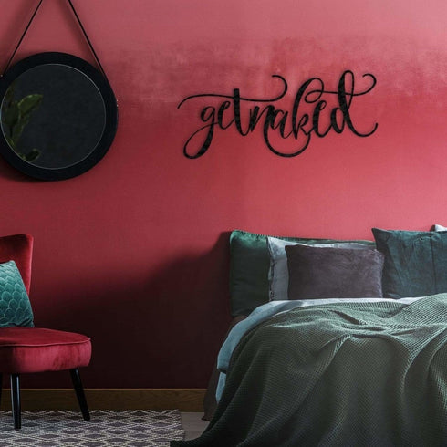 Get Naked Metal Wall Art Minimalist Fun Bathroom Bedroom Sign Naughty Cheeky Adult Sexy Quote Monochrome Décor Newlywed Gift