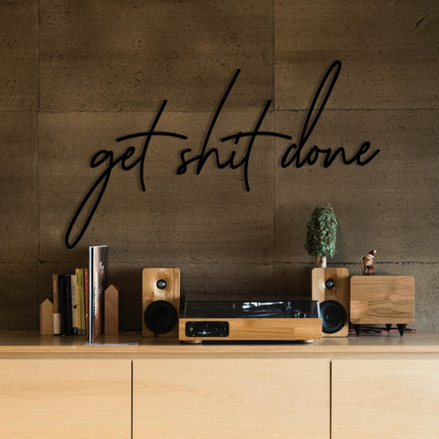 Get Shit Done Metal Wall Art Minimalist Inspirational Affirmation Work Productivity Quote Monochrome Sign Do It Office Decoration