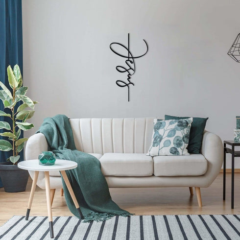 Jesus Metal Wall Art Vertical Cross Minimalist Monochrome Script Sign Christian Religious Art Jesus Christ Son of God Messiah Decoration