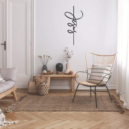 Jesus Metal Wall Art Vertical Cross Minimalist Monochrome Script Sign Christian Religious Art Jesus Christ Son of God Messiah Decoration