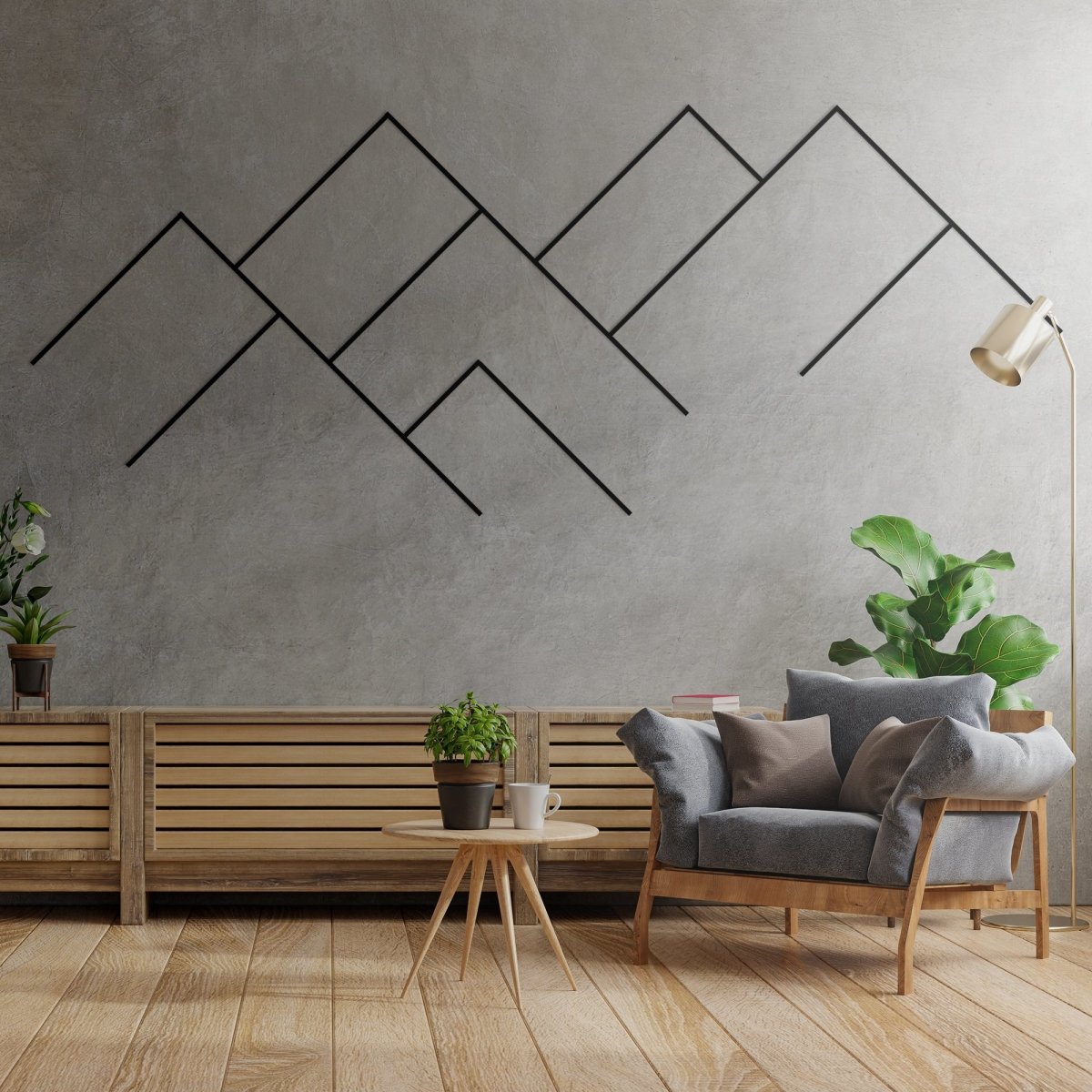 Stripes Metal Wall Art Geometric Contemporary Black Lines Minimalist Monochrome Modern Creative Dining Room Decoration