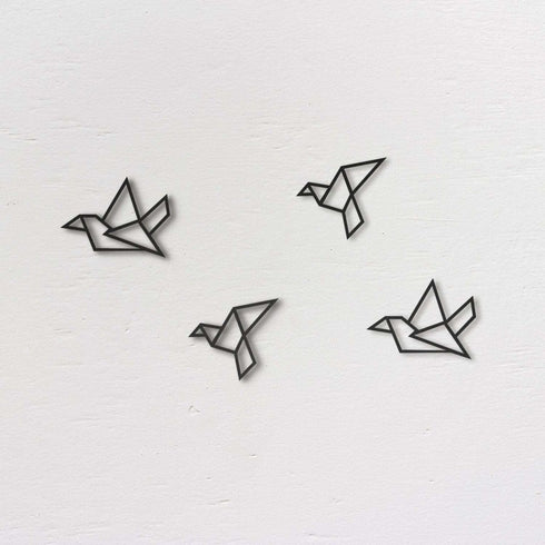 Vapaus - Bird Flock Metal Wall Art Monochrome Geometric Sign Spring Time Serene Calming Nature Animals Kitchen Farmhouse Decoration