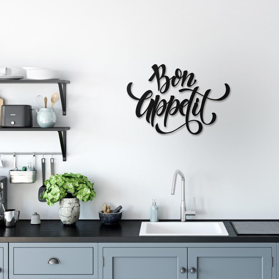 Bon Appetit Shabby-Chic Kitchen Prints - Cartel De Metal Retro Vintage